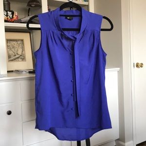 Beautiful royal purple tieneck sleeveless blouse S
